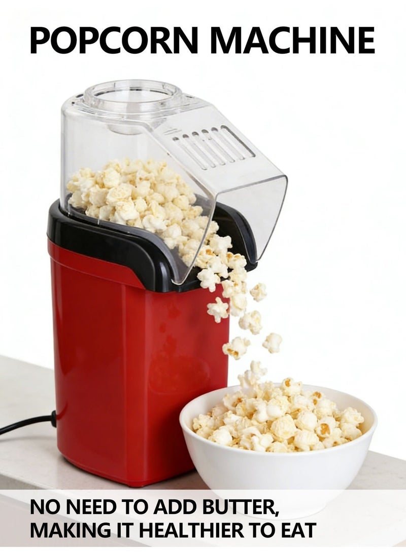 آلة صنع الفشار بالهواء الساخن ، آلة صنع الفشار الكهربائية المنزلية الصغيرة للأطفال ، وعاء داخلي غير لاصق ، لا حاجة للزيت والماء ، مناسب للعائلات والمقاهي والمطاعم والتجمعات ، أحمر - Image 1